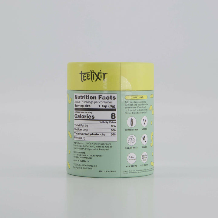 Teelixir Organic Mushroom Matcha Latte (With 61% Lion's Mane)