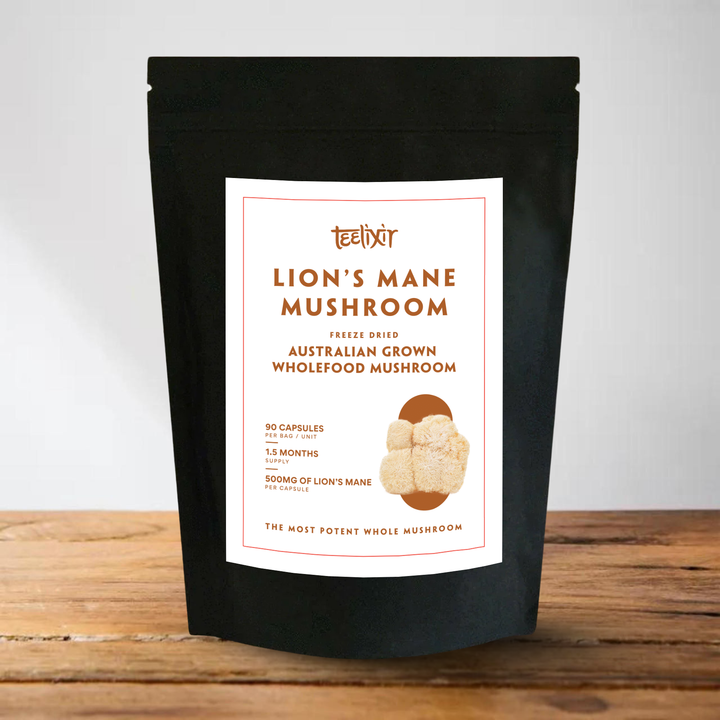 Teelixir Lion's Mane Mushroom CAPSULES (Newly Launched)- 90 Capsules Pack