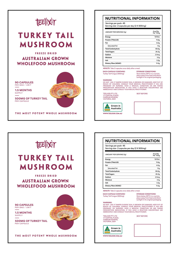 Teelixir Australian Grown Turkey Tail 90 Capsules